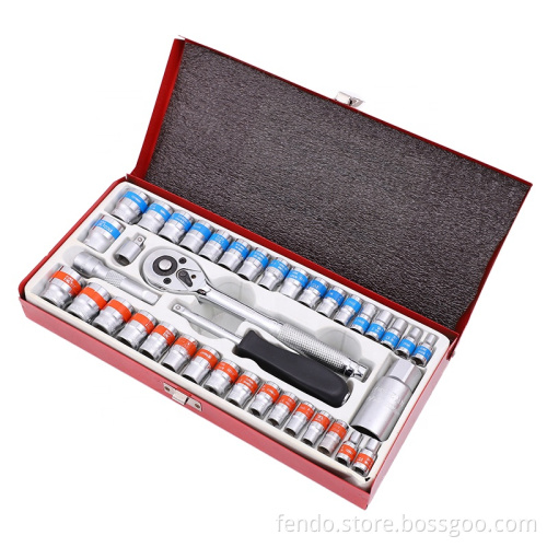 40pcs Master Hex Hardware Machinery Ratchet Socket Tool Set